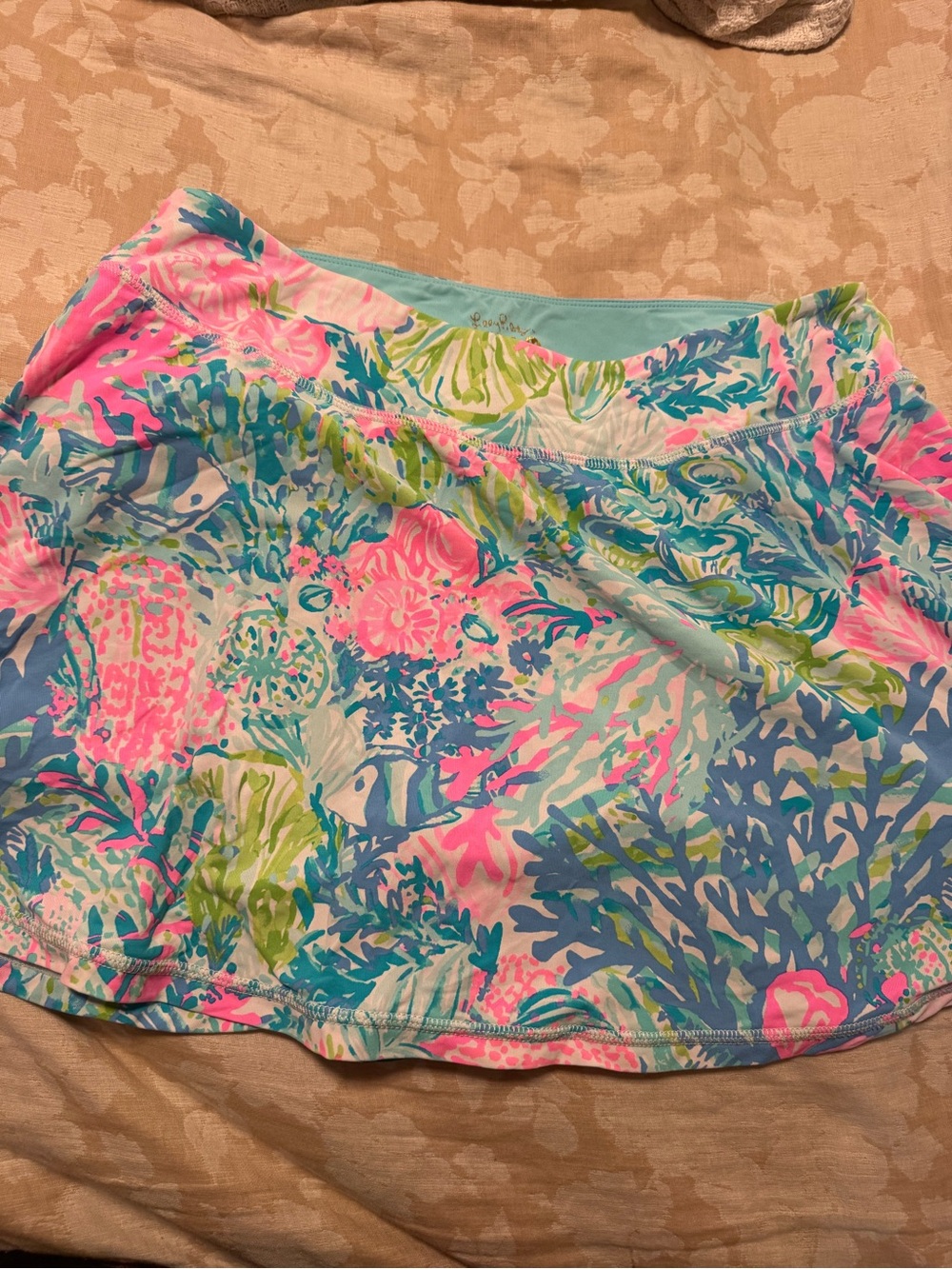 Lilly Pulitzer Turquoise, Pink & Green Floral Skater Skirt